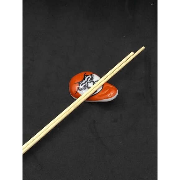 Vtg. Set of 4 Red Daruma Made In Japan 2" Ceramic Chopstick Holders - Picture 9 of 12